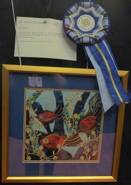 Lynn Steiber: Plenty of Fish in the Sea; 1st Place in Mini Quilts